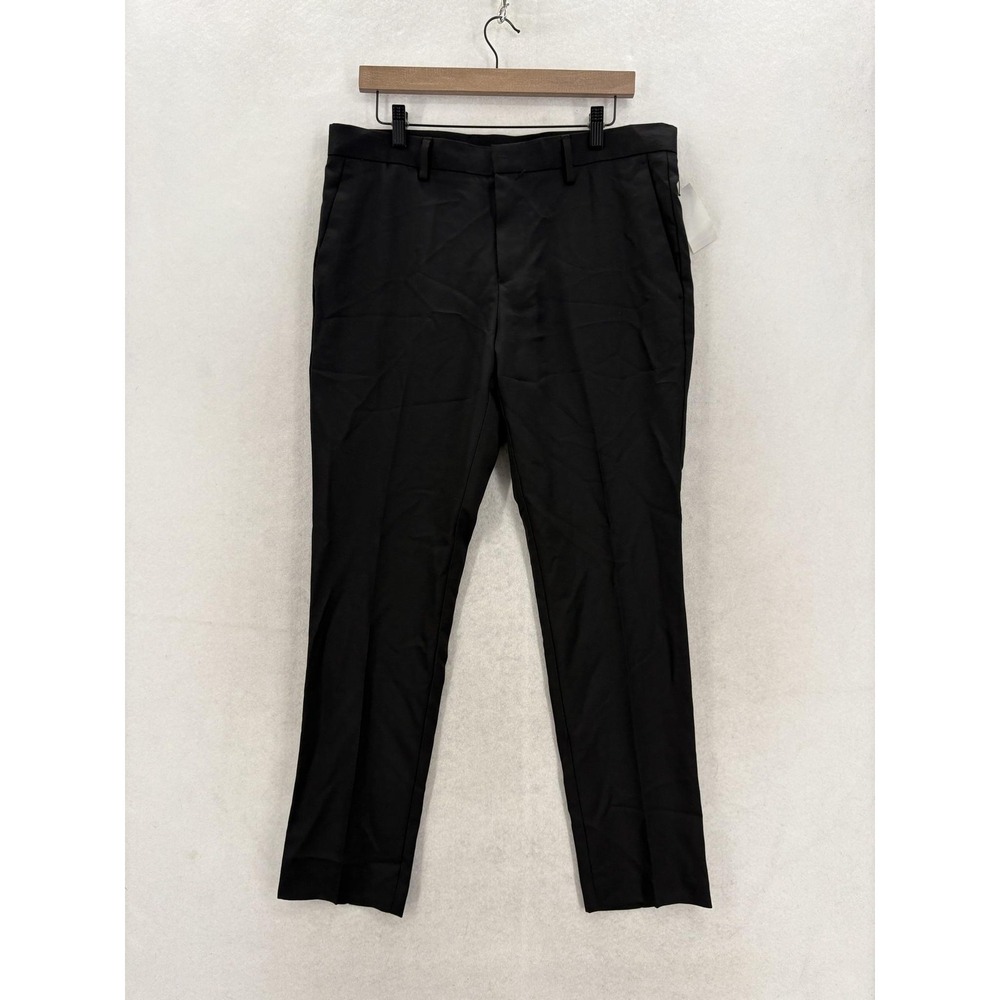 Perry Ellis Travel Luxe Dress Pants Mens 34x30 Black Very Slim Stretch Office